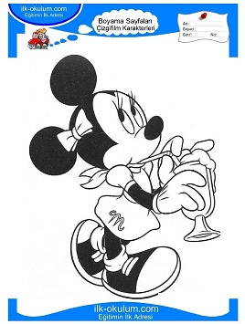 Çocuklar İçin Minnie-Mouse Boyama Sayfaları 